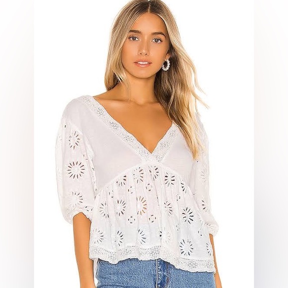 Free People Eyelet & Lace Sweeter Side Top - Picture 4 of 16
